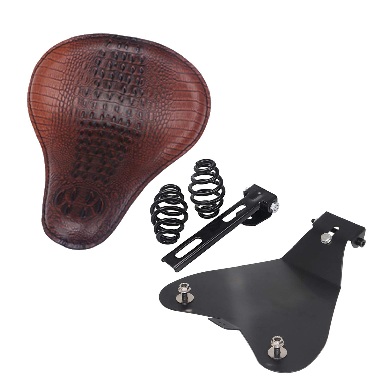 Asiento Individual Moto Bobber Café | Cuero Cocodrilo Vintage Custom
