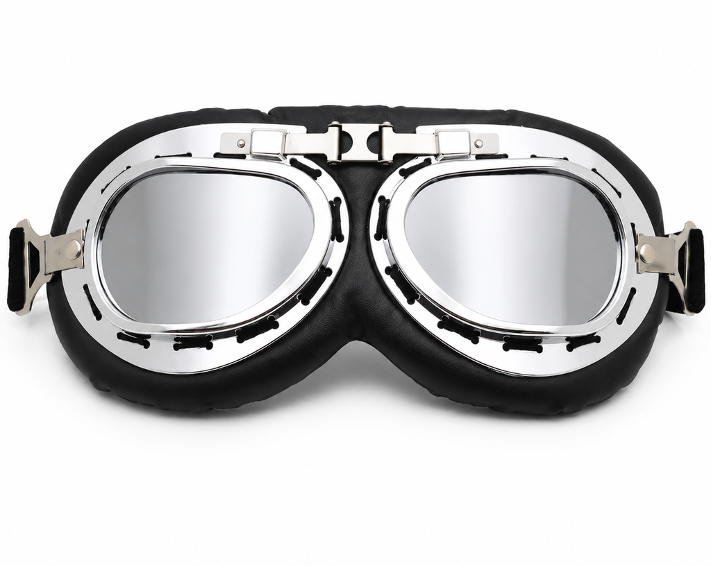 Gafas Retro para Motocicleta con Lente Cromado | Estilo Café Racer, Bobber y Vintage Unisex