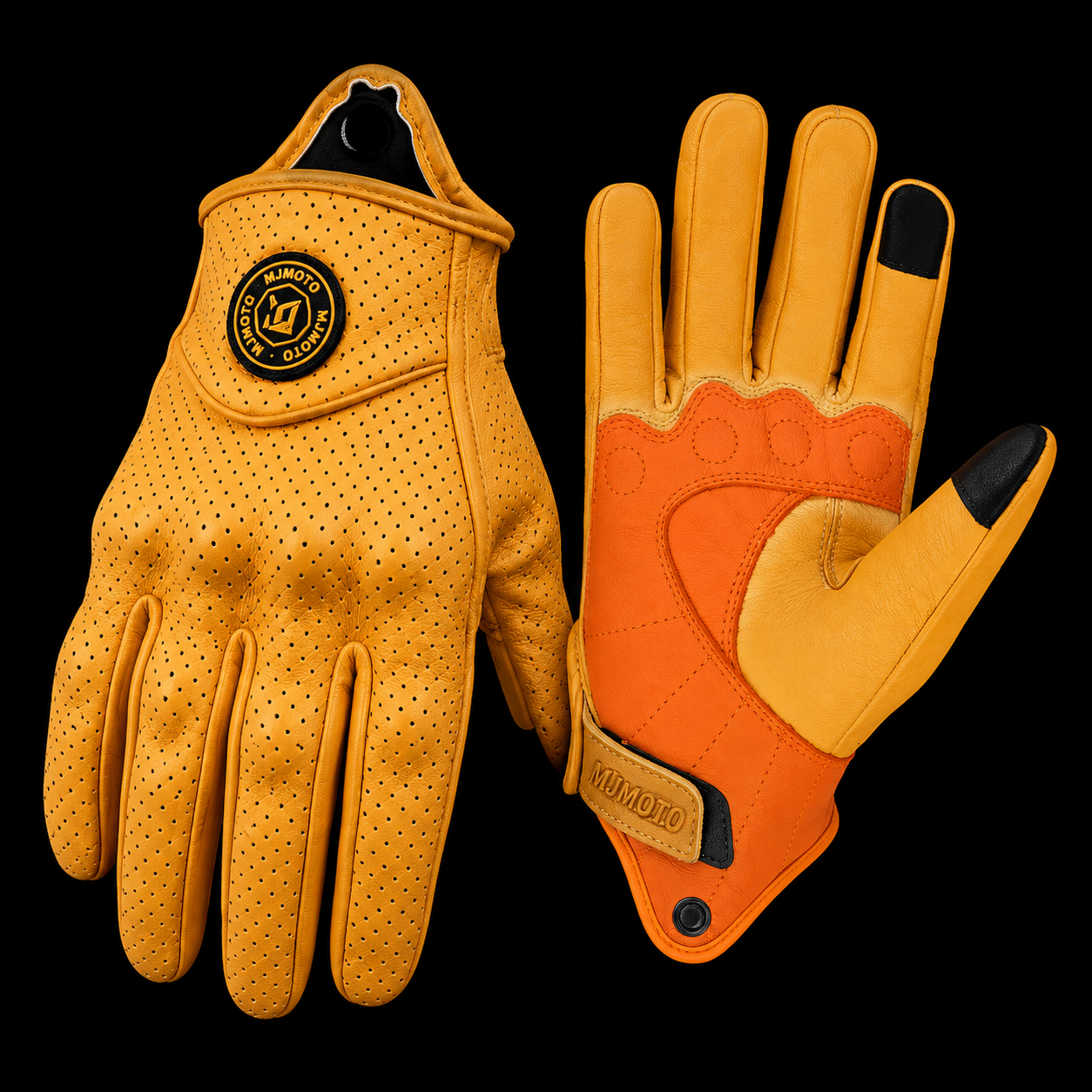 Guantes Amarillos para Moto Retro Vintage | Transpirables con Pantalla Táctil | FierroViejo