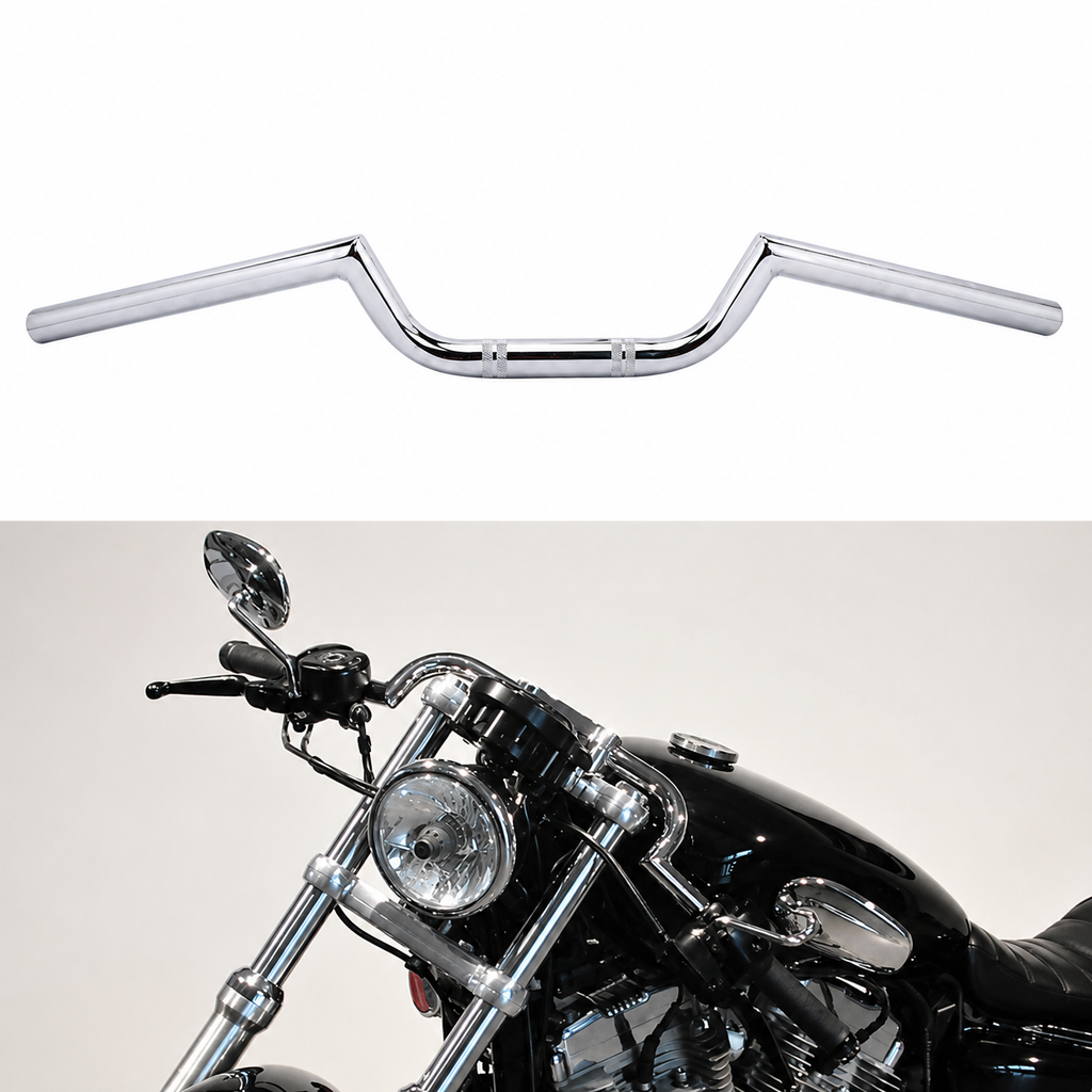 Manillar Clubman Cromado 22 mm para Moto Café Racer, Custom y Scrambler
