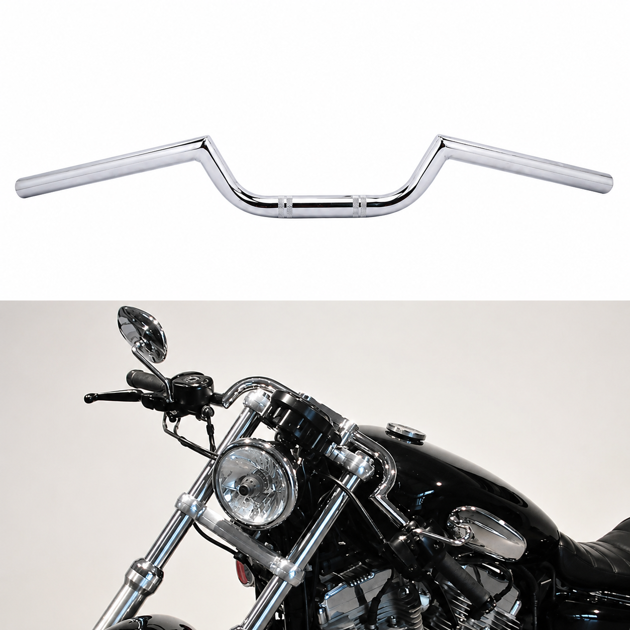 Manillar Clubman Cromado 22 mm para Moto Café Racer, Custom y Scrambler
