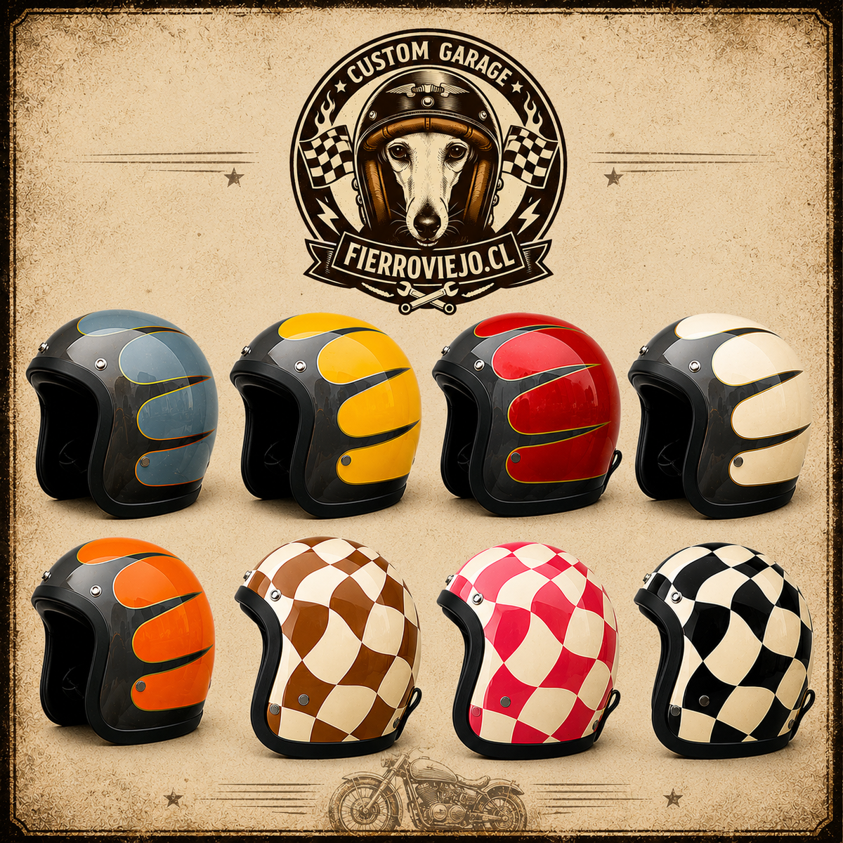 Casco Moto Jet Retro Vintage 3/4 Café Racer Bobber DOT
