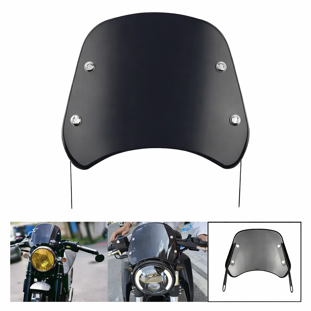 Parabrisas Moto Universal Negro Custom – Café Racer, Bobber y Scrambler