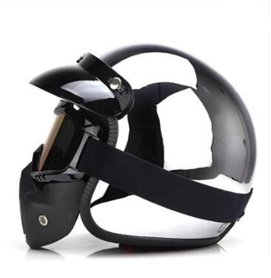 Casco Moto Cromado Jet Vintage 3/4 | Café Racer Bobber