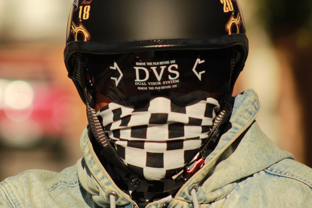 Bandana Tubular Biker Cuadros Blanco y Negro Multifuncional