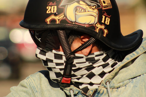 Bandana Tubular Biker Cuadros Blanco y Negro Multifuncional