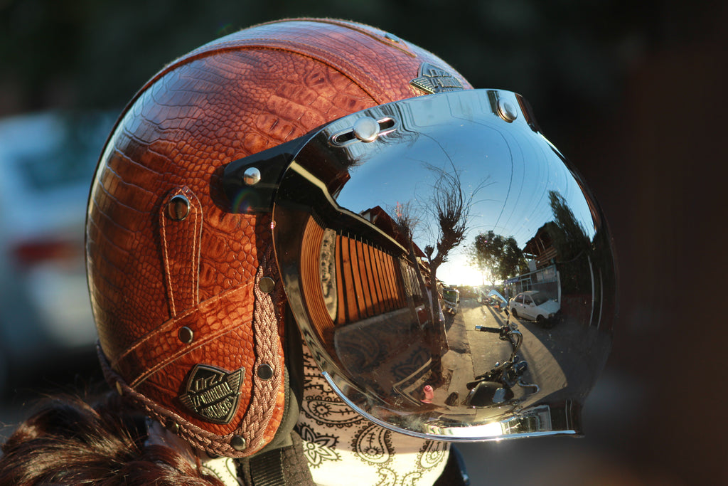 Casco Moto Bobber Retro Open Face Café Eco Cuero – Certificación DOT | Estilo Vintage Café Racer & Custom