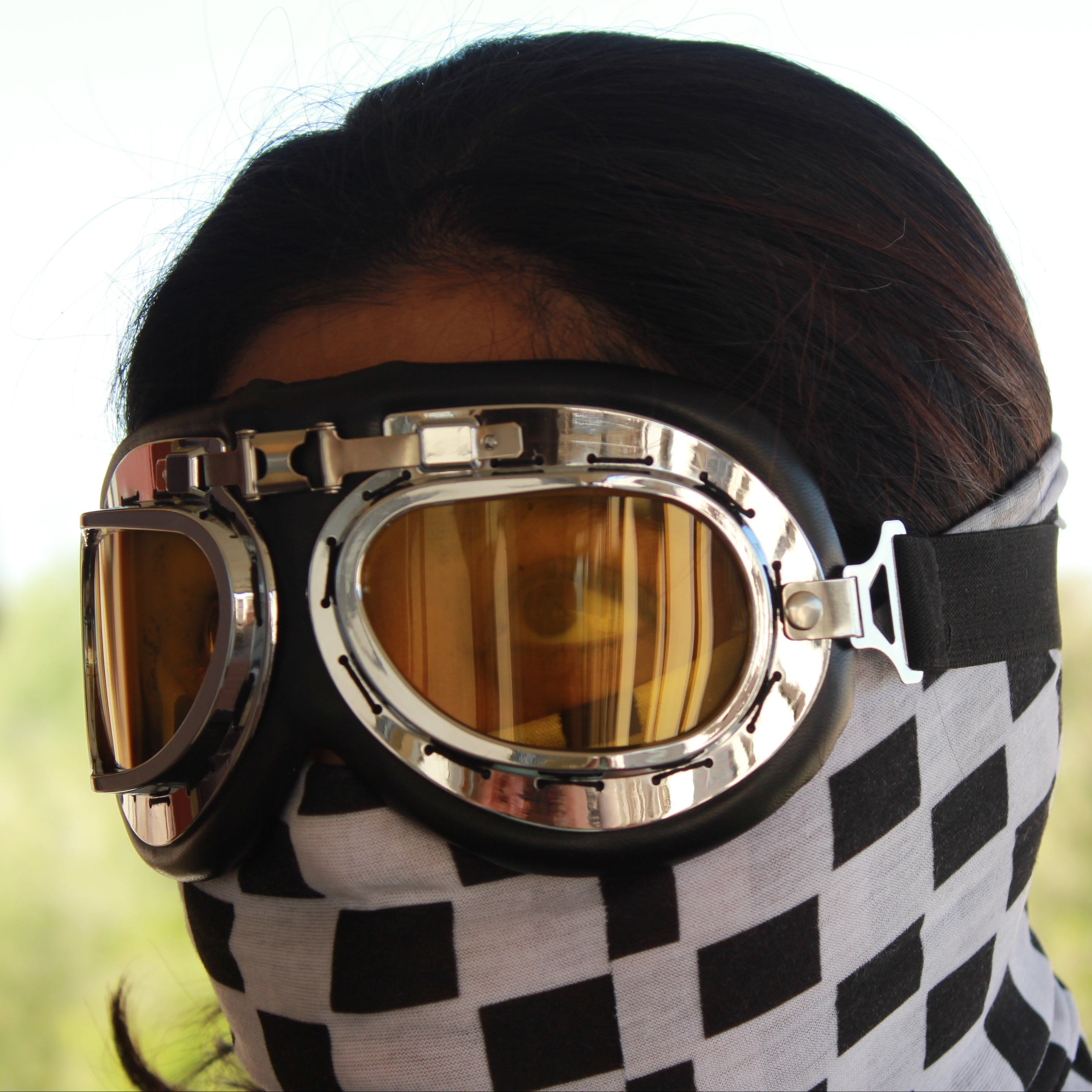 Gafas Retro de Moto Lente Amarillo para Casco Jet | Estilo Vintage Café Racer