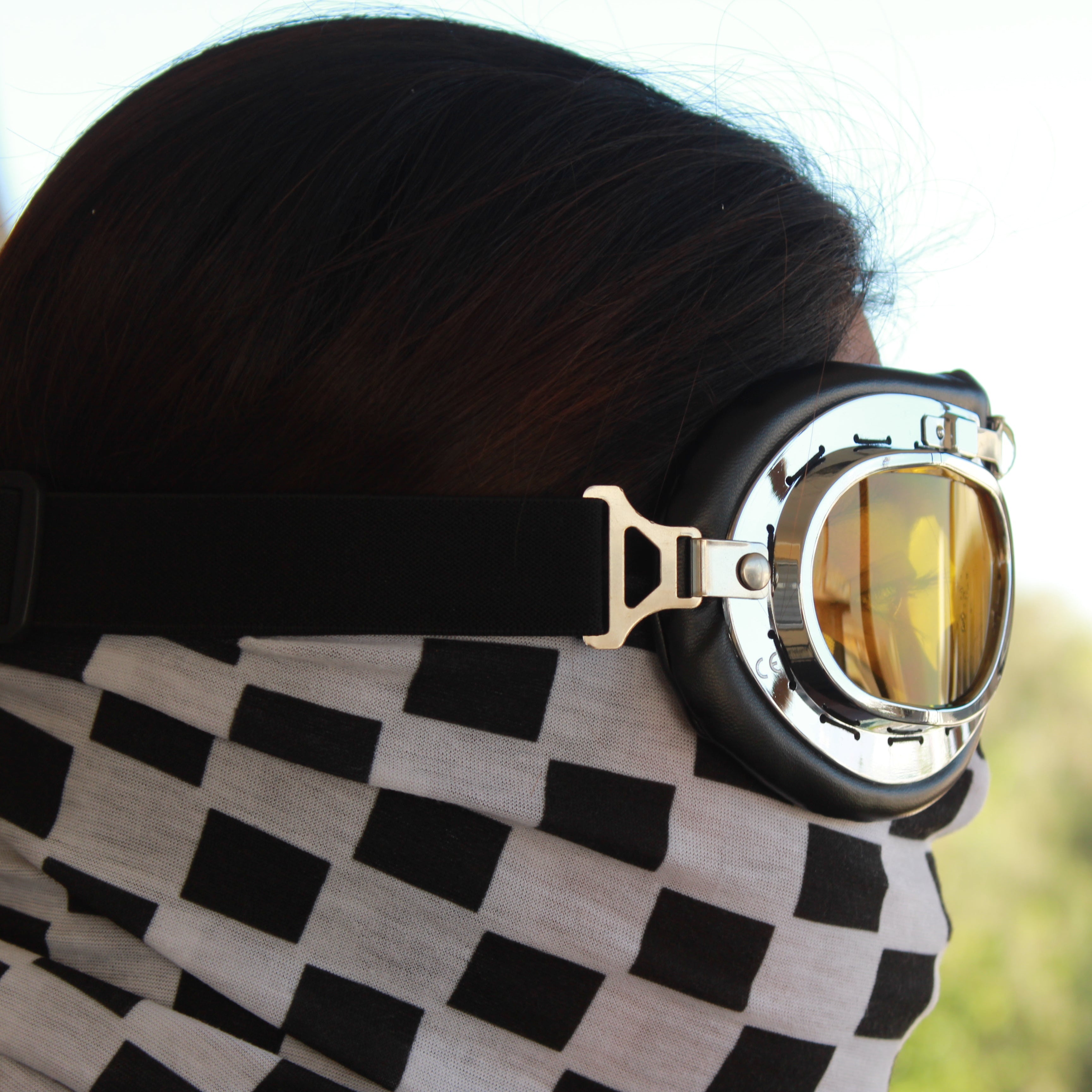 Gafas Retro de Moto Lente Amarillo para Casco Jet | Estilo Vintage Café Racer