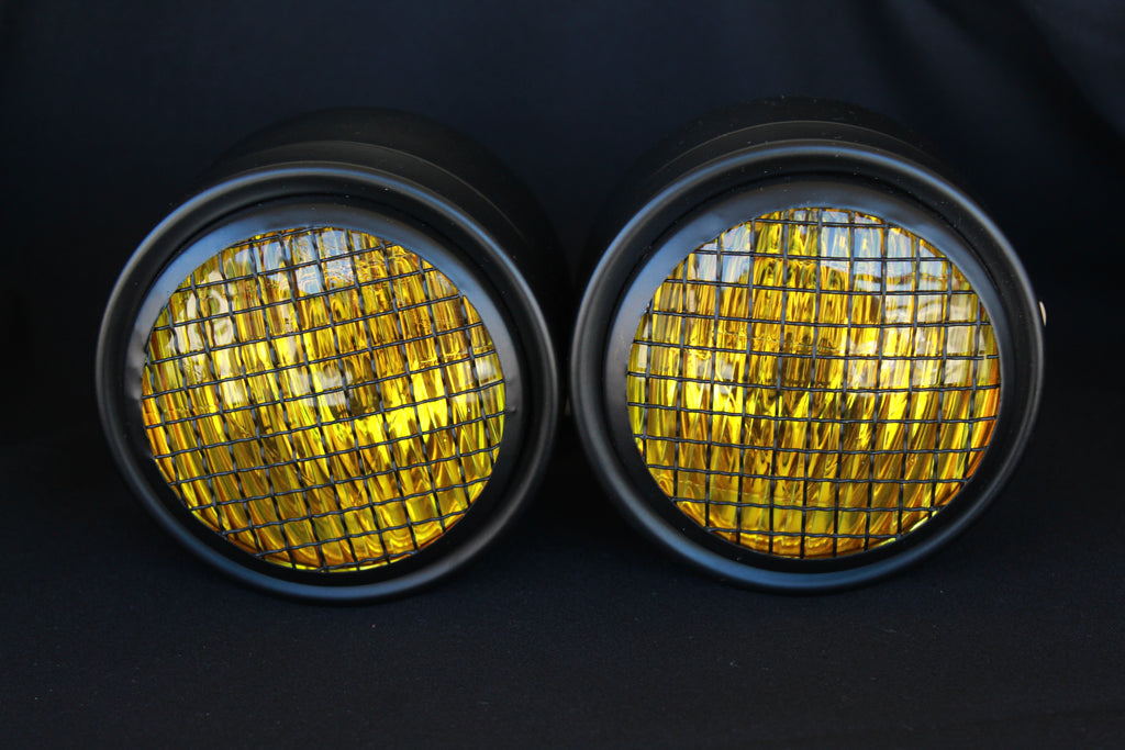 Faro Delantero Doble Universal para Moto con Parrilla | Harley, Cafe Racer, Bobber y Streetfighter