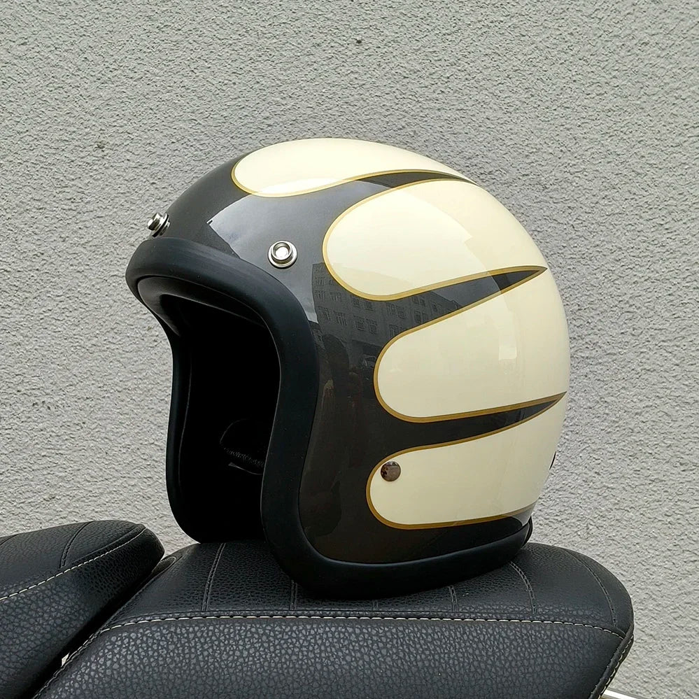 Casco Moto Jet Retro Vintage 3/4 Café Racer Bobber DOT