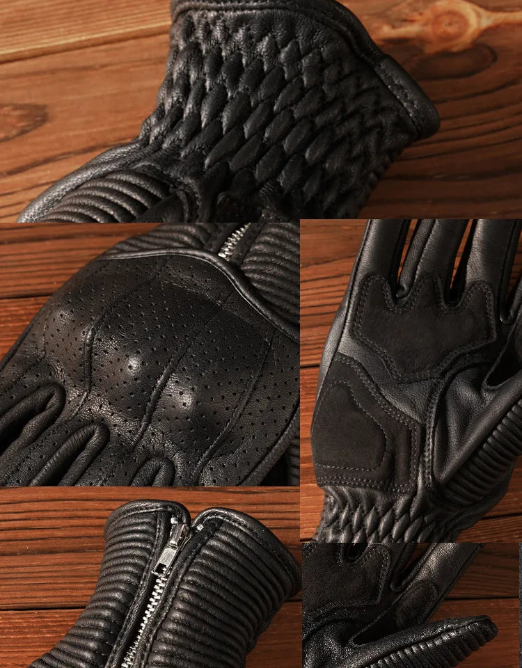 Guantes Moto Cuero Vintage | Café Racer Bobber Custom