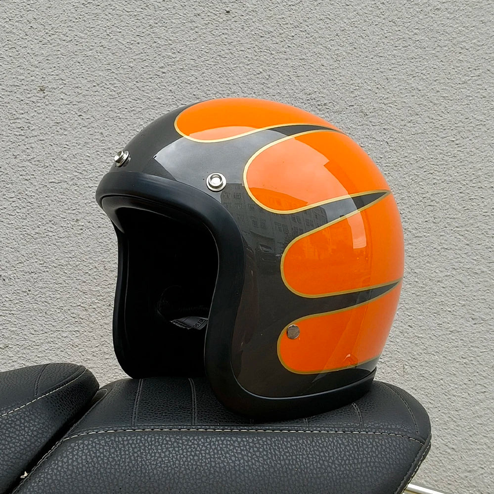 Casco Moto Jet Retro Vintage 3/4 Café Racer Bobber DOT