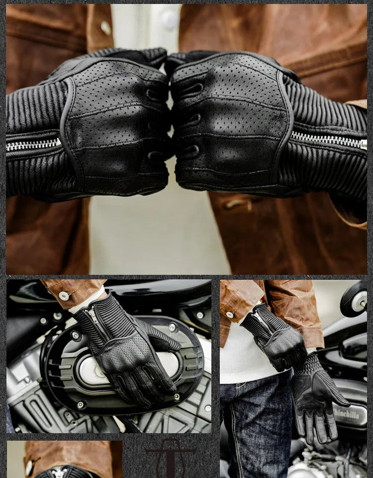 Guantes Moto Cuero Vintage | Café Racer Bobber Custom