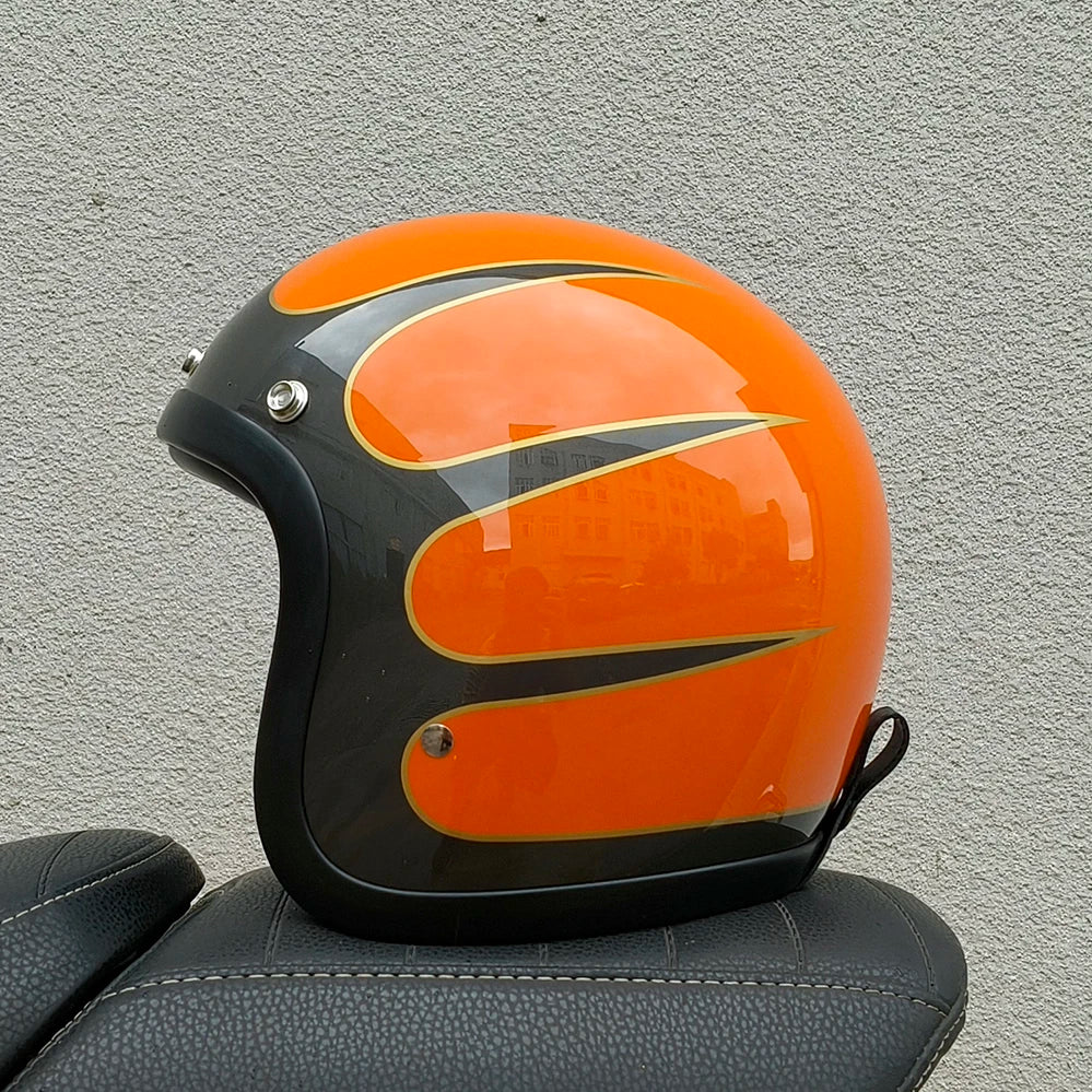 Casco Moto Jet Retro Vintage 3/4 Café Racer Bobber DOT