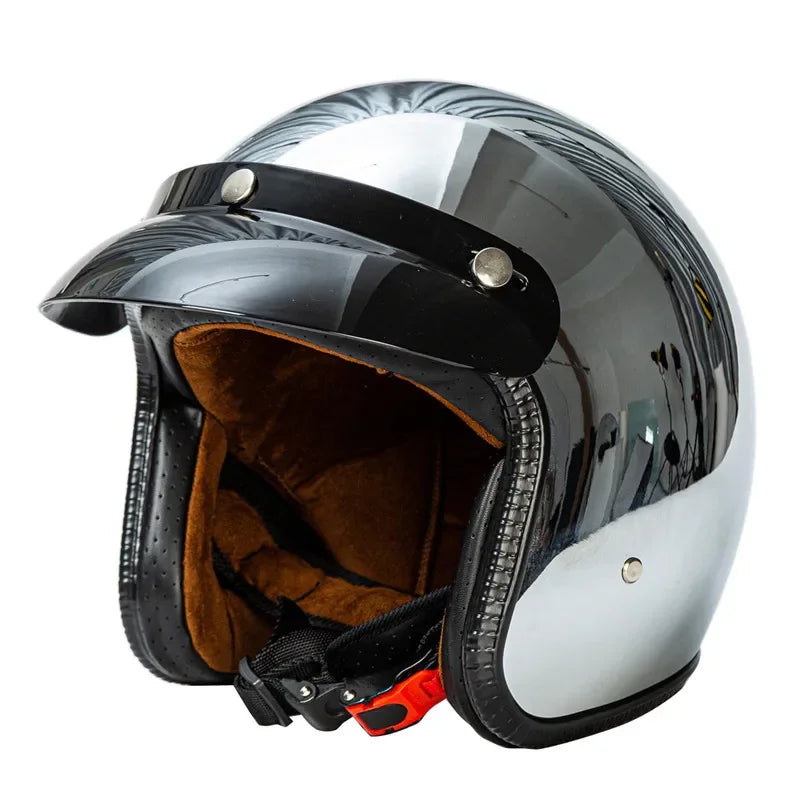 Casco Moto Cromado Jet Vintage 3/4 | Café Racer Bobber