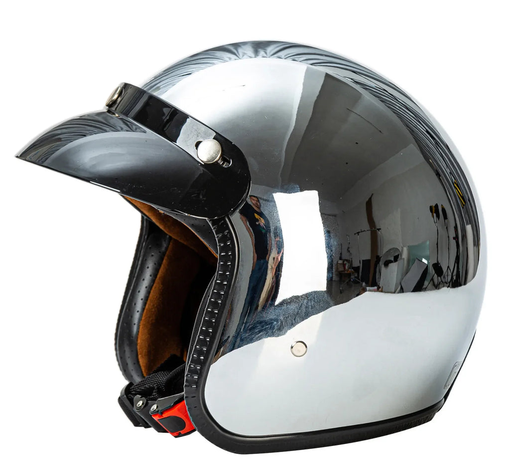Casco Moto Cromado Jet Vintage 3/4 | Café Racer Bobber