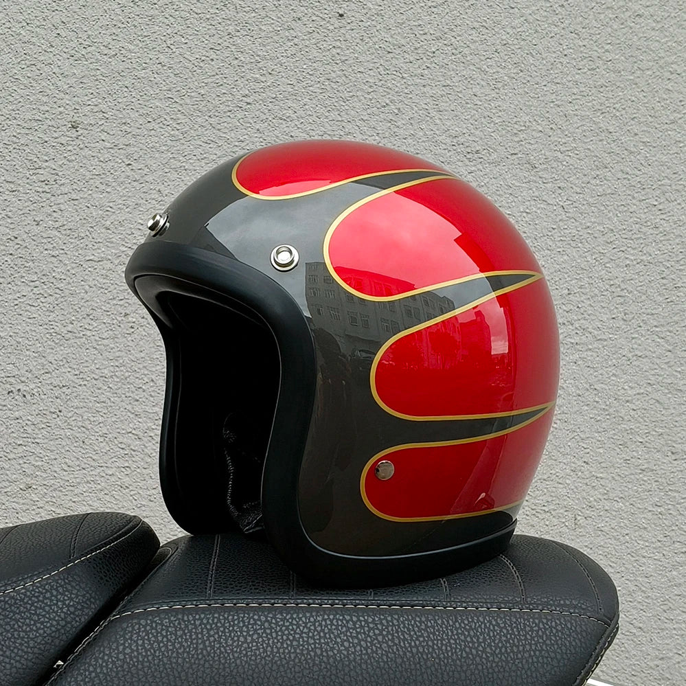 Casco Moto Jet Retro Vintage 3/4 Café Racer Bobber DOT