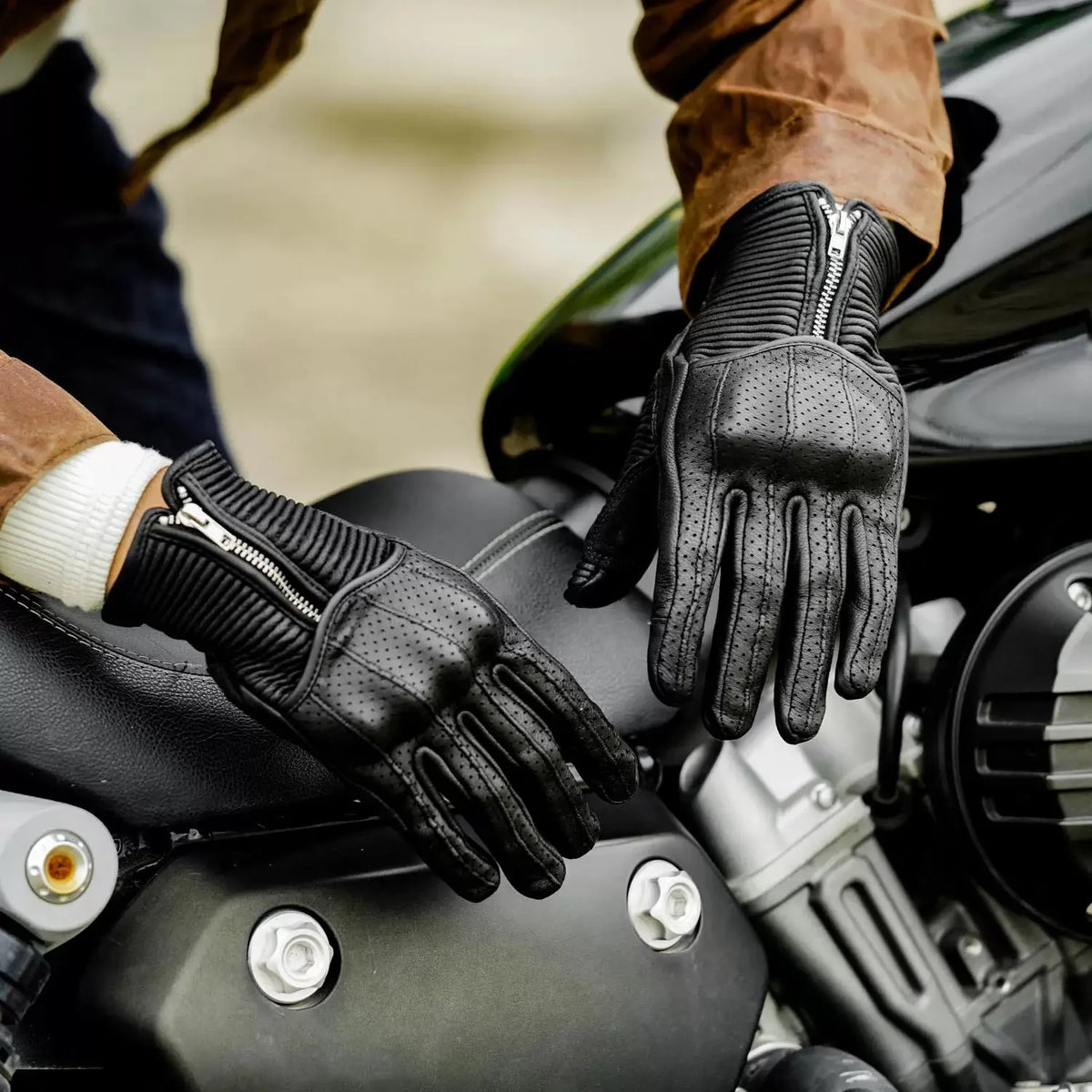 Guantes Moto Cuero Vintage | Café Racer Bobber Custom