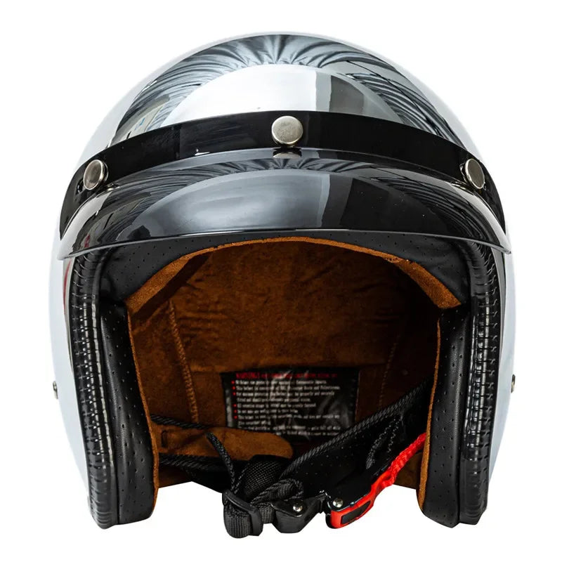 Casco Moto Cromado Jet Vintage 3/4 | Café Racer Bobber