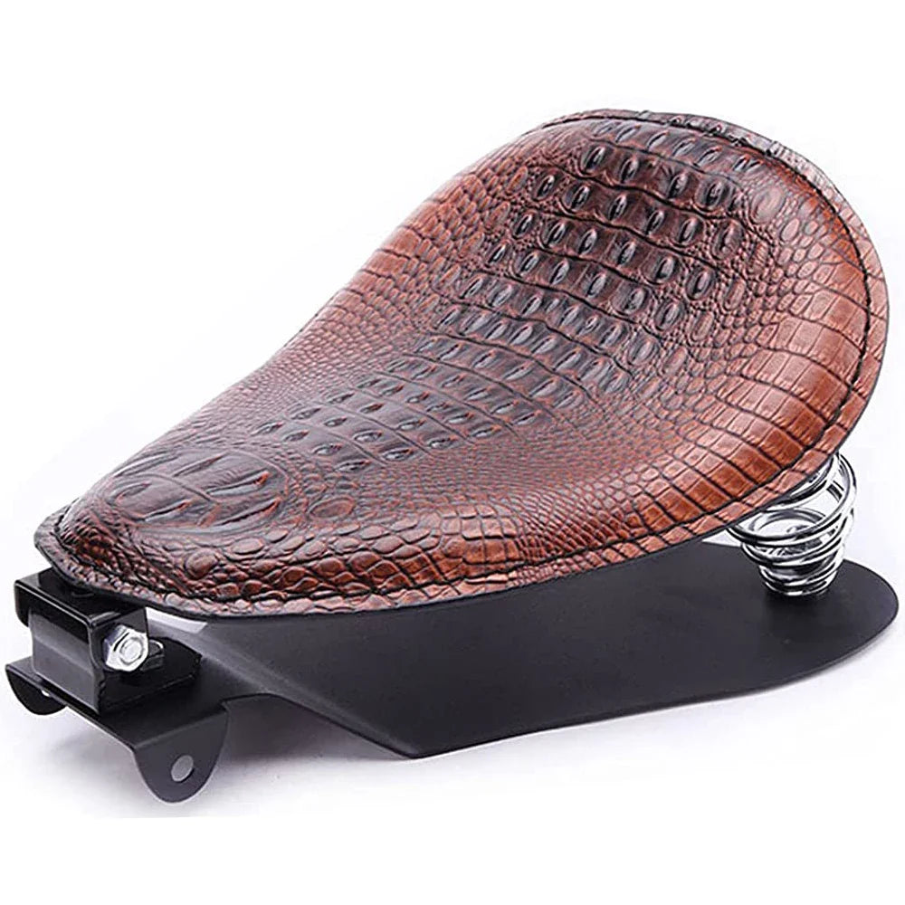 Asiento Individual Moto Bobber Café | Cuero Cocodrilo Vintage Custom