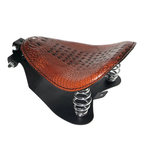 Asiento Individual Moto Bobber Café | Cuero Cocodrilo Vintage Custom