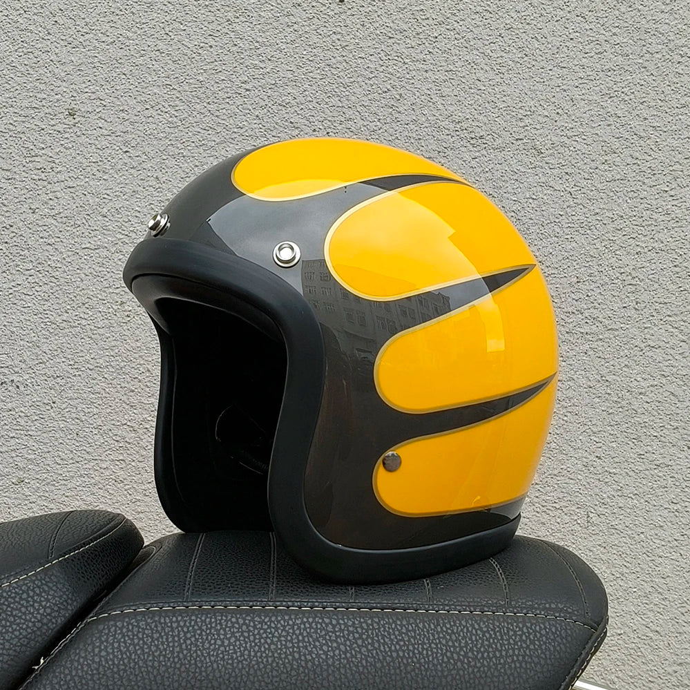 Casco Moto Jet Retro Vintage 3/4 Café Racer Bobber DOT