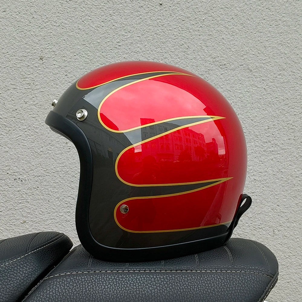 Casco Moto Jet Retro Vintage 3/4 Café Racer Bobber DOT
