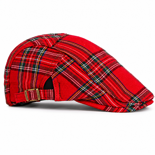 Boina Escocesa Roja a Cuadros Vintage Unisex | Estilo Punk, Retro y Biker