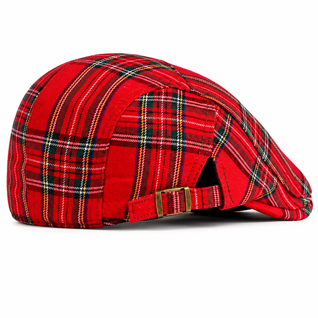 Boina Escocesa Roja a Cuadros Vintage Unisex | Estilo Punk, Retro y Biker