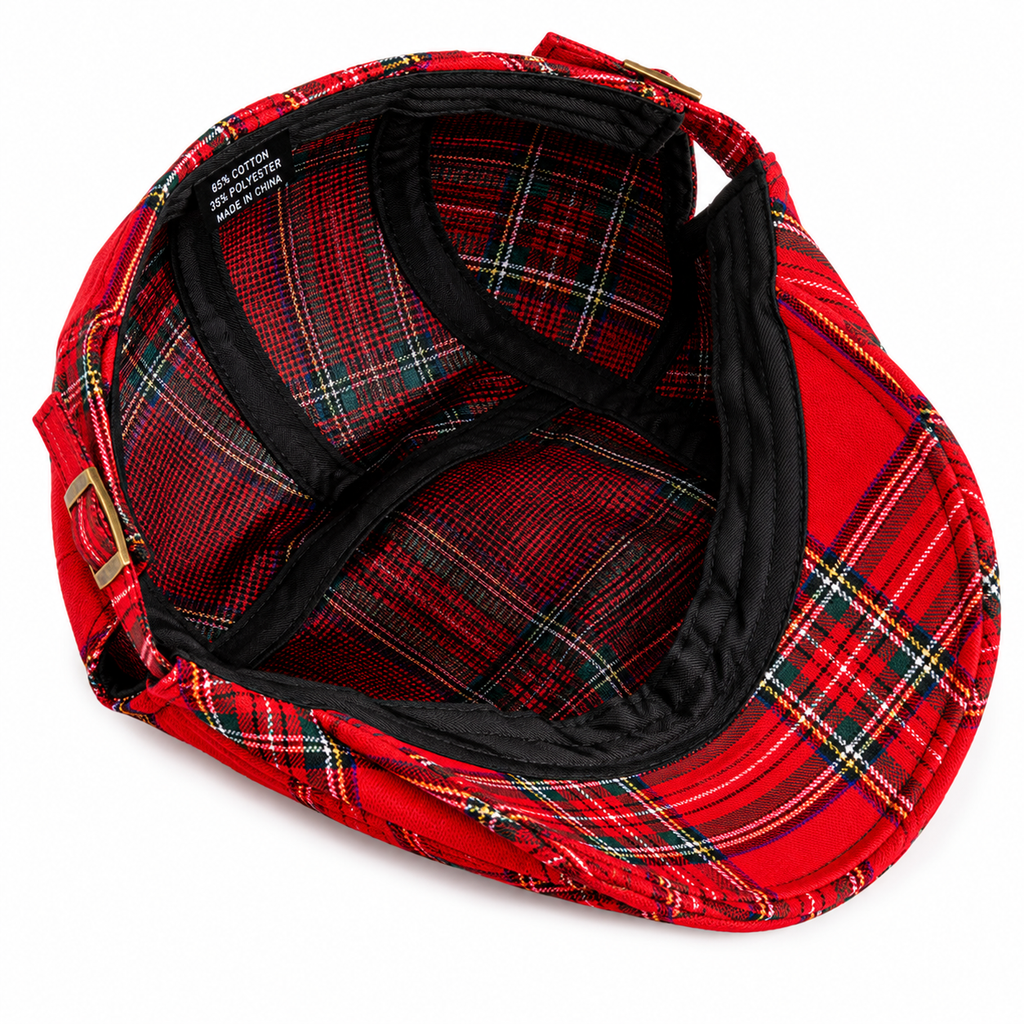 Boina Escocesa Roja a Cuadros Vintage Unisex | Estilo Punk, Retro y Biker