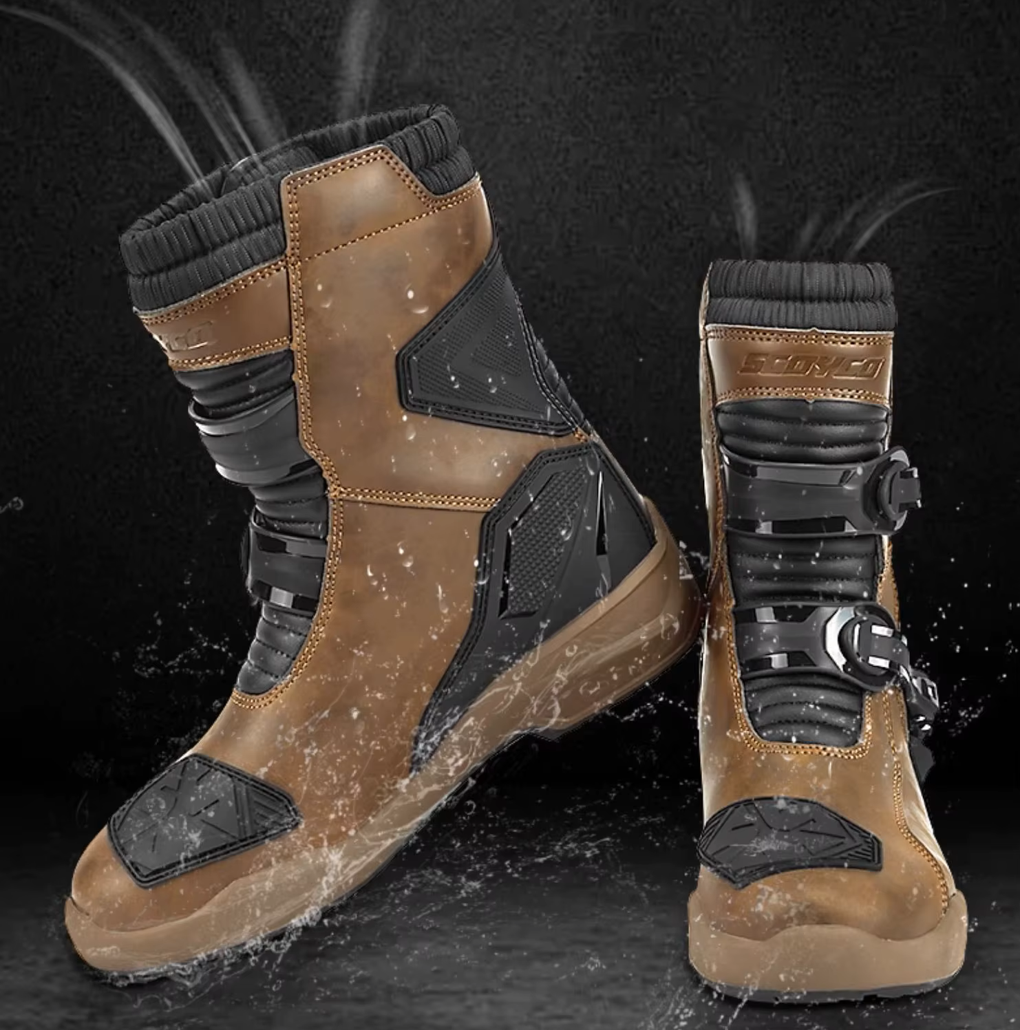 Botas de Moto SCOYCO Vintage de Cuero Impermeables | Protección Rider Touring y Adventure