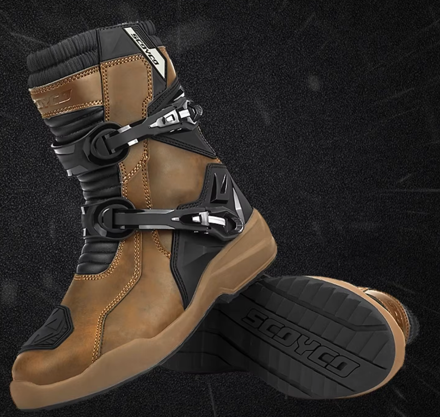 Botas de Moto SCOYCO Vintage de Cuero Impermeables | Protección Rider Touring y Adventure