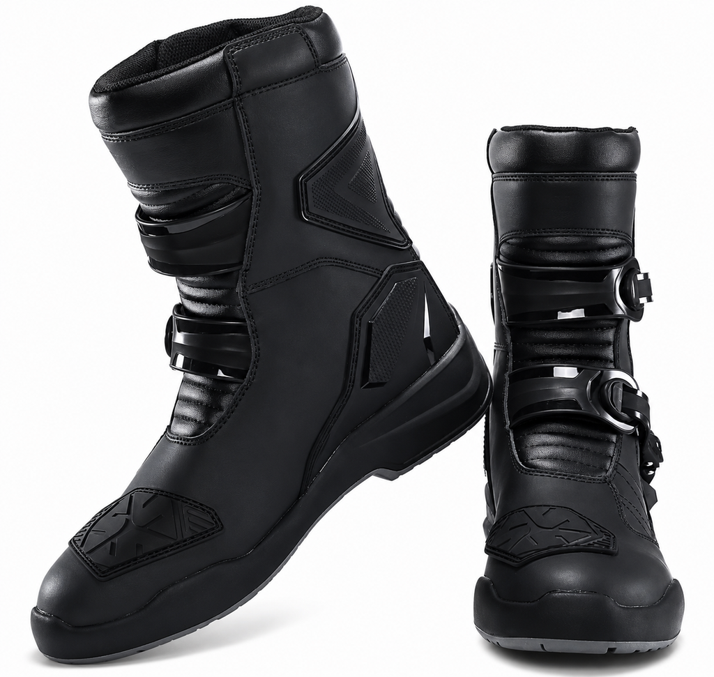 Botas de Moto SCOYCO Vintage Negras Impermeables con Protección