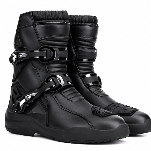 Botas de Moto SCOYCO Vintage Negras Impermeables con Protección
