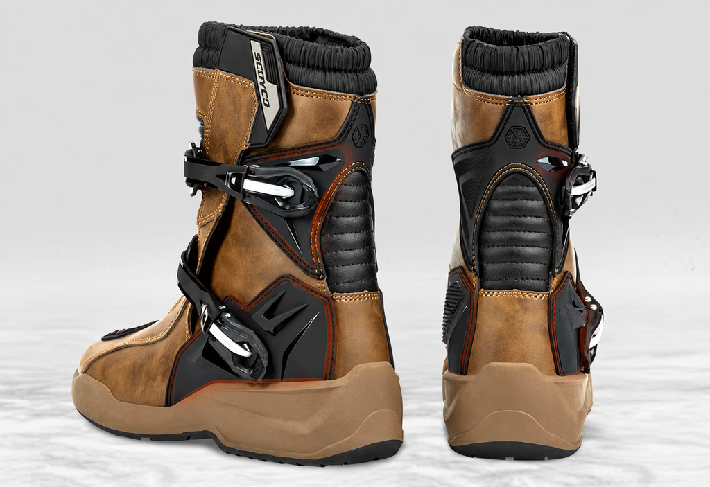 Botas de Moto SCOYCO Vintage de Cuero Impermeables | Protección Rider Touring y Adventure