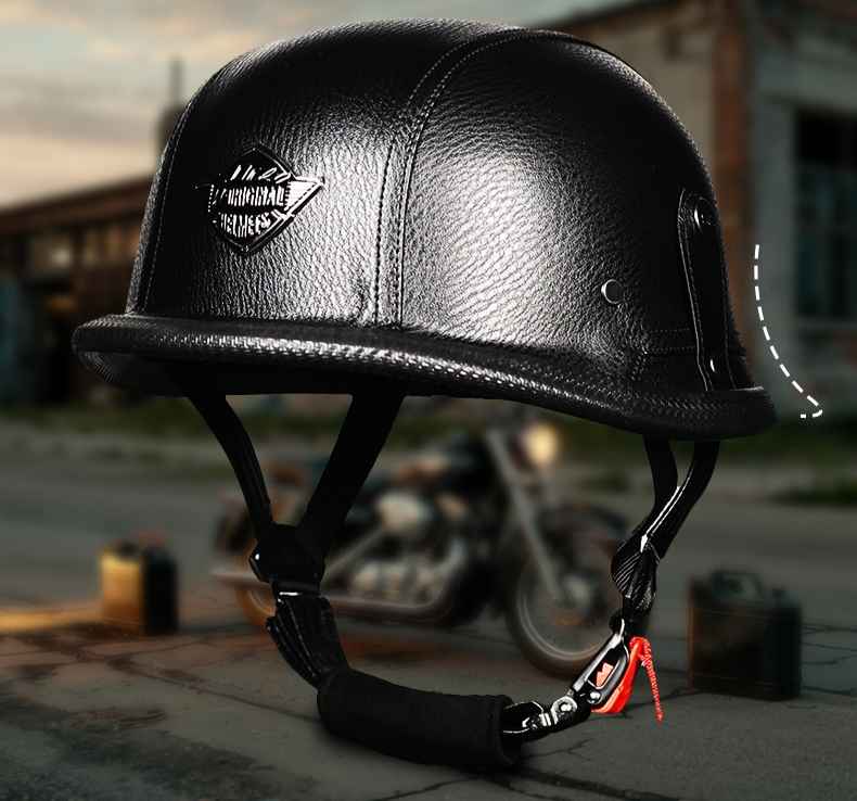 Casco Alemán Vintage de Cuero para Moto | Estilo Bobber Café Racer Custom