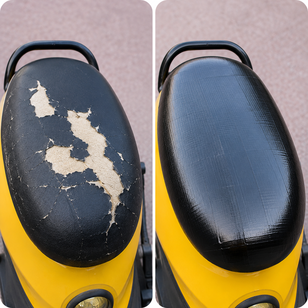 Cinta Autoadhesiva para Reparación de Cuero PU Negra | Parche para Asientos de Moto, Sofás, Autos y Muebles