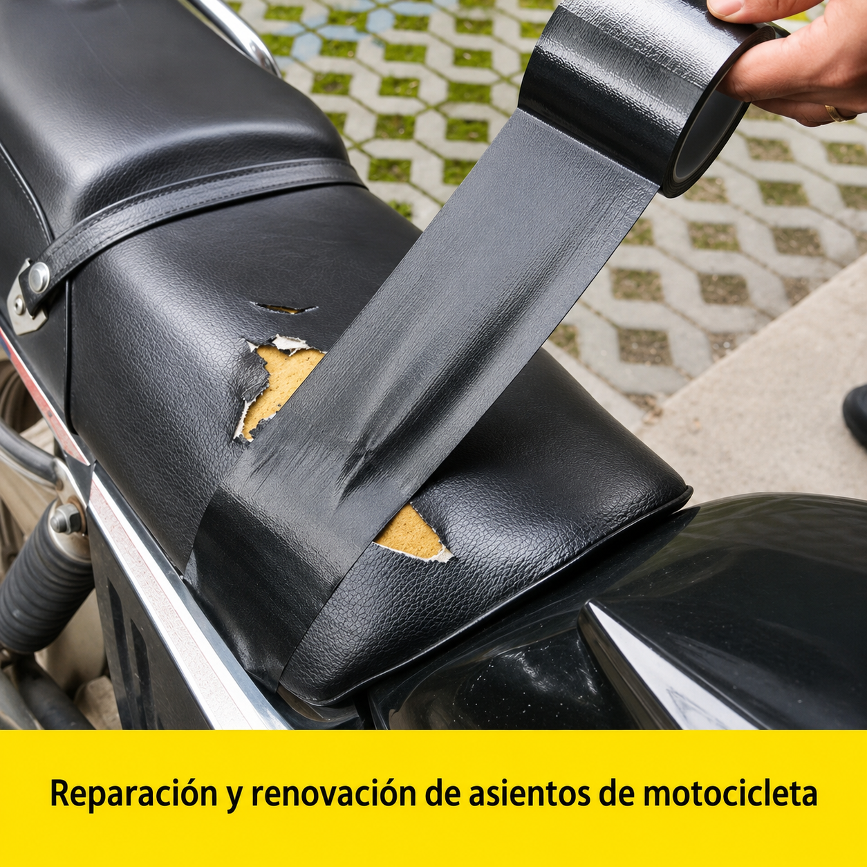 Cinta Autoadhesiva para Reparación de Cuero PU Negra | Parche para Asientos de Moto, Sofás, Autos y Muebles