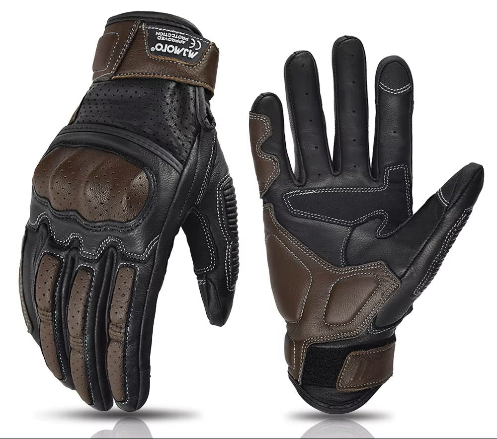 Guantes de Cuero Vintage para Moto Alpines Fox Café – Estilo Café Racer y Clásico
