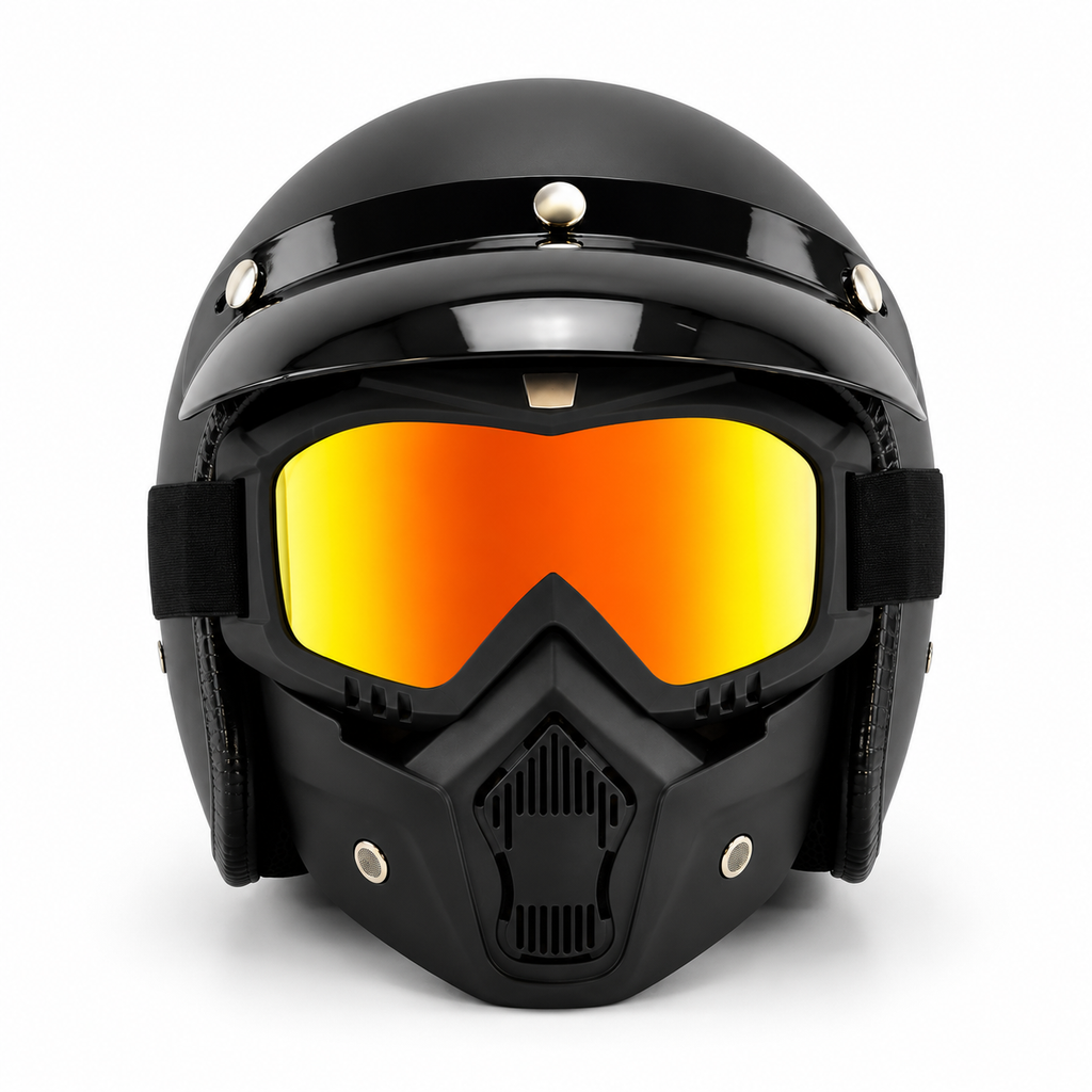 Gafas Moto Retro con Máscara Desmontable para Casco Café Racer, Scrambler y Motocross