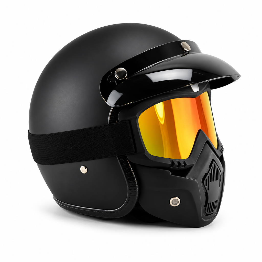 Gafas Moto Retro con Máscara Desmontable para Casco Café Racer, Scrambler y Motocross