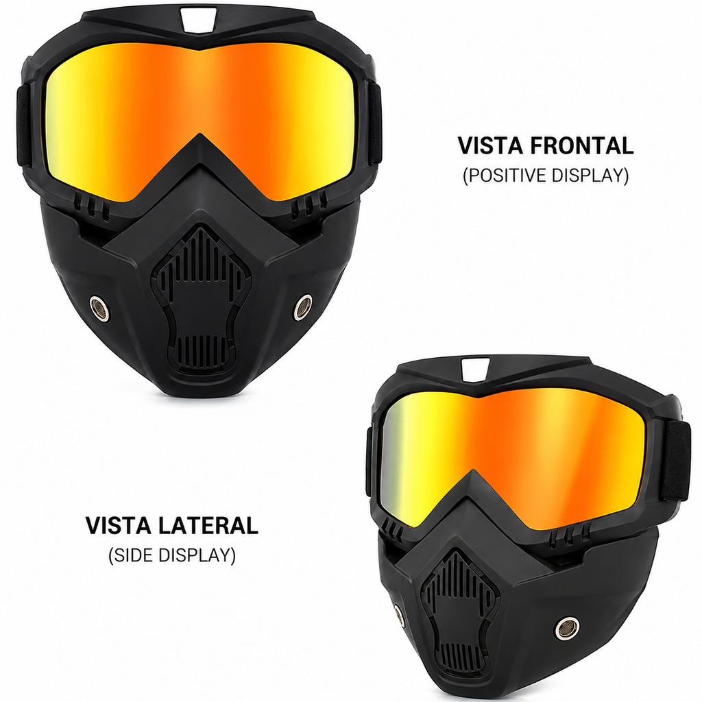 Gafas Moto Retro con Máscara Desmontable para Casco Café Racer, Scrambler y Motocross