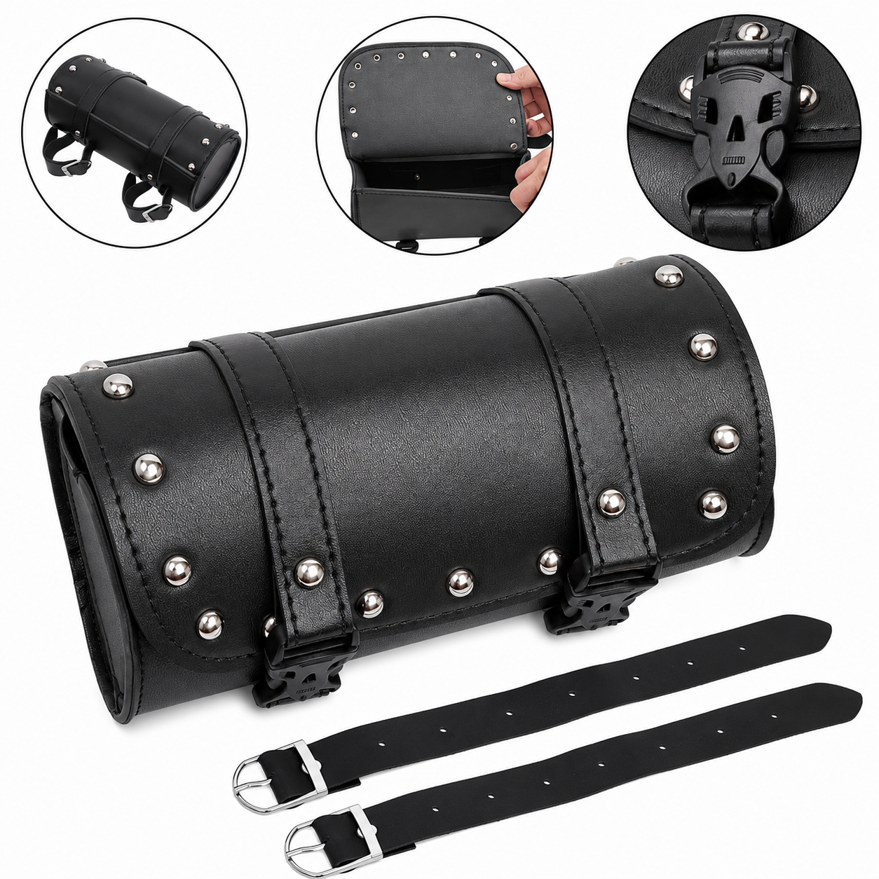 Bolso Portaherramientas para Moto de Cuero PU Custom Café Racer