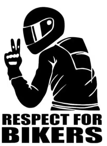 Sticker Moto "Respect For Bikers" Negro sobre Transparente | Adhesivo Motociclista 15 x 11 cm
