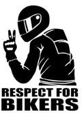 Sticker Moto "Respect For Bikers" Negro sobre Transparente | Adhesivo Motociclista 15 x 11 cm