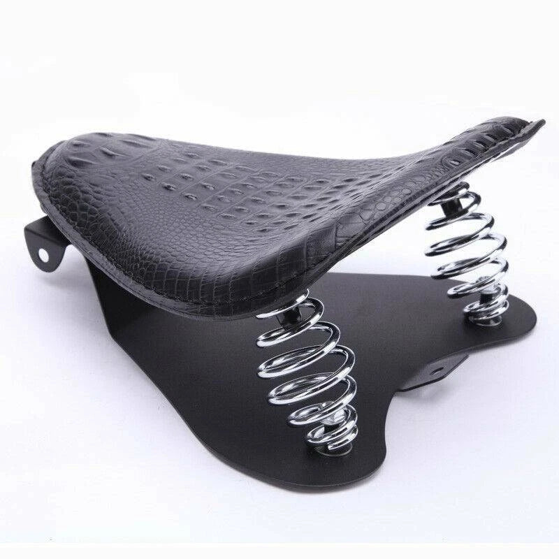 Asiento Bobber Negro con Resortes Textura Cocodrilo Universal para Moto