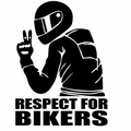 Sticker Moto "Respect For Bikers" Negro sobre Transparente | Adhesivo Motociclista 15 x 11 cm